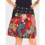 jupe rouge grande taille, jupe a fleurs, taille plus, jupe portefeuille femme ronde motif japonais