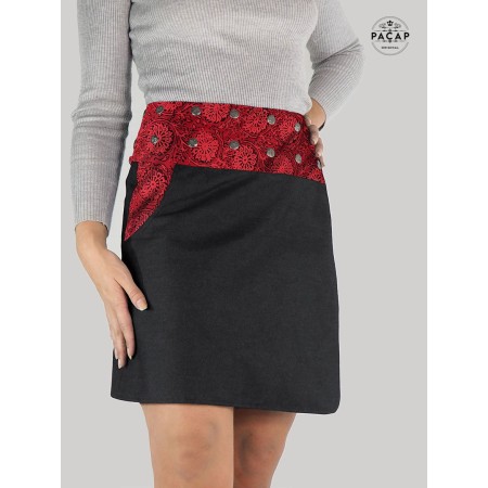 Jupe Boho en Jean Réversible Mode Alternative Femme | Grande Taille