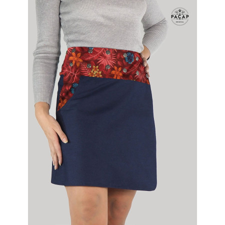 jupe grande taille jean bleu  boutonné avec poche