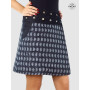 jupe à poche, jupe grande taille, jupe femme ronde boutonnée, jupe noire motif ethnique japonais