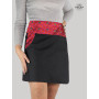 jupe jean noir grande taille ceinture rouge a carreaux