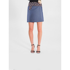 jupe droite en jean bleu grande taille