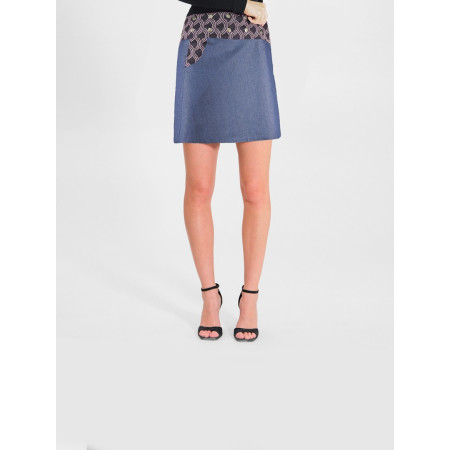 jupe droite en jean bleu grande taille