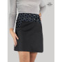 jupe droite en jean noir grande taille motif à pois