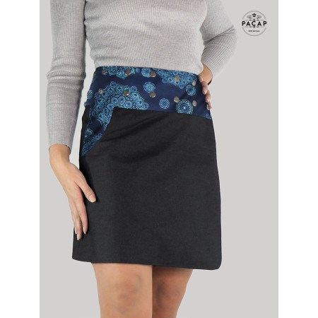 jupe droite grande taille en jean noir