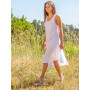 Robe longue blanche, robe tunique sans manche, robe blanche ample, robe bohéme rayonne