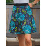 jupe portefeuille Florale bleue, ceinture fine noire taille haute sans boutons pour femme coton, jupe évasée à nouer