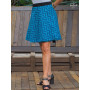 jupe a nouer bleue, taille fine,  coton imprimé vague, jupe plage, vacance pour femme, jupe évasée à nouer