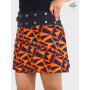 jupe courte motif géometrique orange et noire, jupe pas cher pour femme