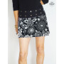 Jupe noire femme, jupe à fleurs blanche, mini jupe à boutons pressions, jupe courte, jupe d'été femme
