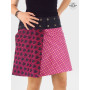 Jupe rose réversible pour femme coton imprimé block print indien, jupe wrap, enveloppe, croisée boutonnée