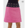 Jupe portefeuille rose pour femme coupe fendue et réversible en coton imprimé micro motif rose