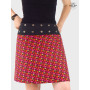 jupe ethnique rouge taille ajustable, jupe tribale, jupe aborigène, jupe népalaise, jupe indienne, jupe bohème