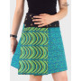 jupe verte réversible pour femme avec 2 faces, jupe wrap, jupe été, jupe boutonnée, jupe imprimé à pression