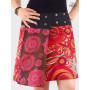 jupe ethnique rouge inspiration aborigène et australienne  taille réglable, jupe réversible, jupe rouge et rose