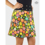 jupe été a fleurs multicolore, jupe florale, jupe marron femme, fleurs jaune, rose orange verte