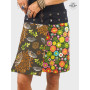 jupe marron portefeuille boutonnée motif a fleurs, jupe été wrap, jupe femme reversible, jupe enveloppe