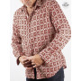 chemise ethnique marron manches longues bouton pression homme