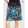 jupe bleue à fleurs, jupe droite mi-longue motif vegetale pour femme jupe boutonnée, jupe été plage