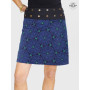 jupe mandala bleue, jupe noire africaine motif cercle bleu réversible taille unique jupe boho chic femme africaine