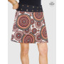 jupe rétro blanche motif mandala multicolore, jupe de plage , jupe à bouton pression, jupe ceinture noire, jupe vintage blossom