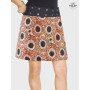 Jupe marron ethnique femme, jupe mandala, jupe africaine, jupe blanche, jupe marron boutonnée  réversible