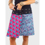 jupe liberty bleue réversible coupe fendue, jupe wrap , jupe enveloppe, jupe portefeuille bleue et rose
