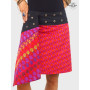 jupe indienne rouge portefeuille et réversible imprimé ethnique bohème ceinture plate a boutons, jupe rouge femme, jupe rose