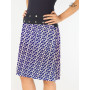 jupe longue bleue imprimée , jupe elegante, jupe été jupe décontractée boutonnée