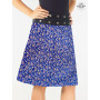 Jupe bleue cachemire ceinture boutonnée réversible, jupe wrap, jupe coton, jupe évasée bleue