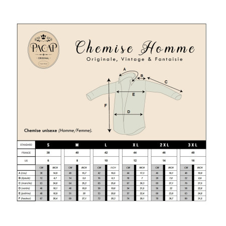 PACAP | Chemise Fantaisie Imprimé Rétro Originale Bleue sur Fond Blanc