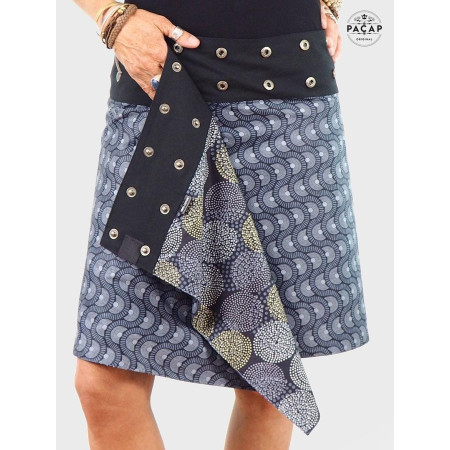 jupe réversible noire pour femme