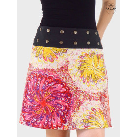 jupe grande taille rouge , portefeuille motif fleurs originale et fantaisie multicolore femme ronde taille unique réglable
