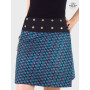 jupe bleue grande taille motif japonais géométrique , jupe trapèze, jupe asymetrique, jupe coton femme ronde