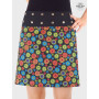 jupe noire grande taille en coton motif fleurs multicolore femme ronde avec des formes, jupe pas cher pour grosse(sses)