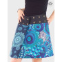 jupe aborigène bleue pour femme ronde, jupe grande taille plus ajustable bouton pression