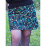 Jupe noire liberty vert, jupe coton à fleurs, jupe trapèze, jupe fendue, jupe asymétrique pour femme.