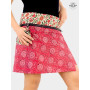 jupe fleurs rouge coton taille unique ceinture amovible zippée, jupe convertible réversible à motif floral rouge