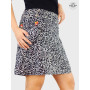 jupe noire et blanche portefeuille femme  poche coupe droite taille haute en coton, boutique, fabricant grossiste