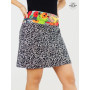 jupe noire et blanche fermeture éclair jupe femme taille ajustable boutonnée réversible avec sacoche, jupe modulable