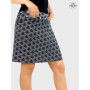 jupe noire a pois blanc imprimé japonais, jupe taille unique ceinture amovible zippée, convertible