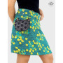 jupe verte liberty zippée transformable pochette ceinture détachable boutons pression, jupe portefeuille sacoche