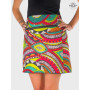 jupe portefeuille zippée imprimé africain, wax, bogodan, madras pagne, jupe verte tribal,jupe femme