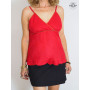 caraco rouge finition volant cache coeur fine bretelle 100% coton unicolore taille unique elastique
