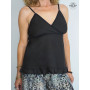 caraco noir finition volant cache coeur fine bretelle 100% coton unicolore taille unique elastique