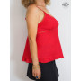 caraco rouge, t shirt sans manche rouge, debardeur rouge, haut cache coeur bretelle, top a volant