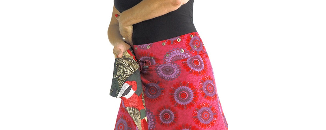Jupe Boutonnée Femme - Ceinture Passepoile Imprimée